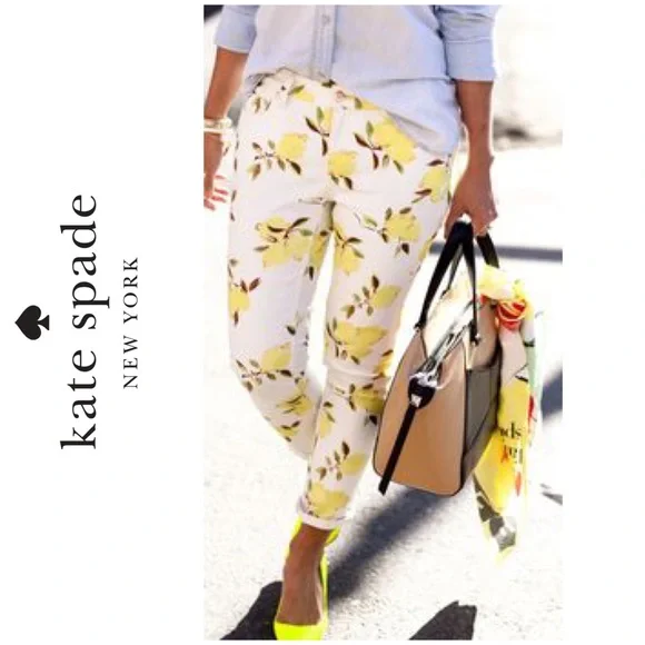 Kate Spade Brooke Street Capri Lemon Pants EUC - Picture 1 of 16